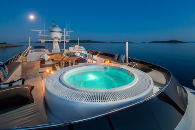 pool on roof of luxury yacht