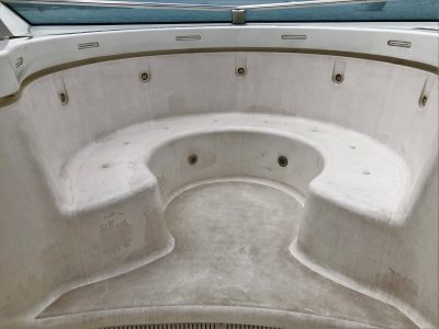 close up yacht hot tub in need of refurbishment