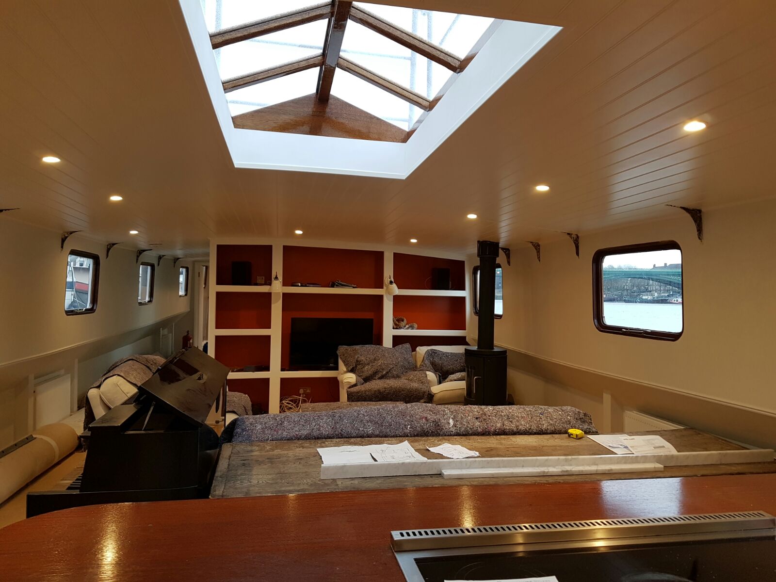 internal of canal boat after refurbishment